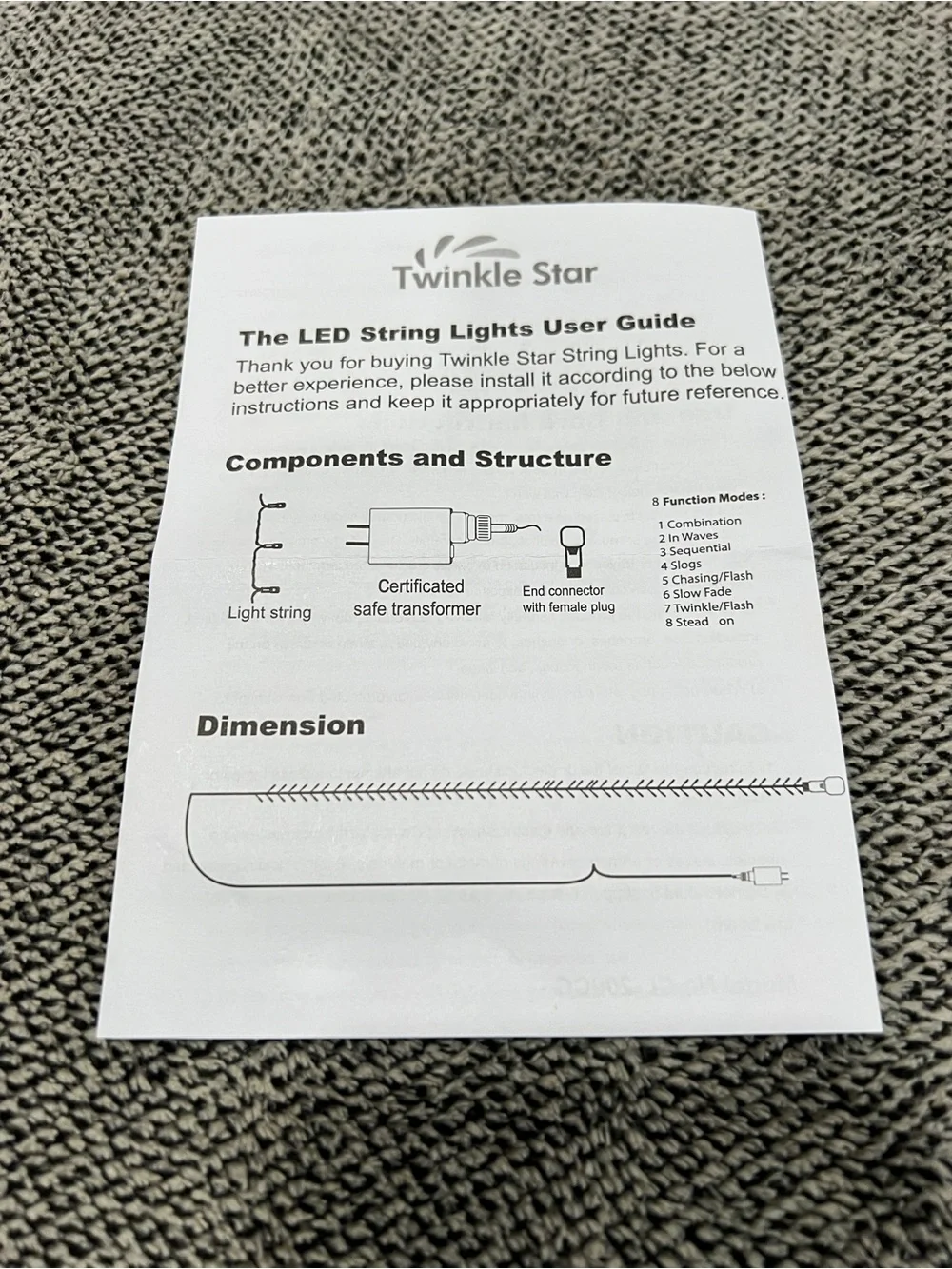 Twinkle Star 200 LED Warm White String Light Outdoor/Indoor Use